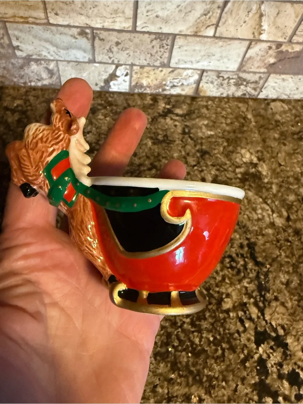 Dept 56 Christmas Tea Santa Reindeer Replacement Tea Cups 3 Jolly St. Nick